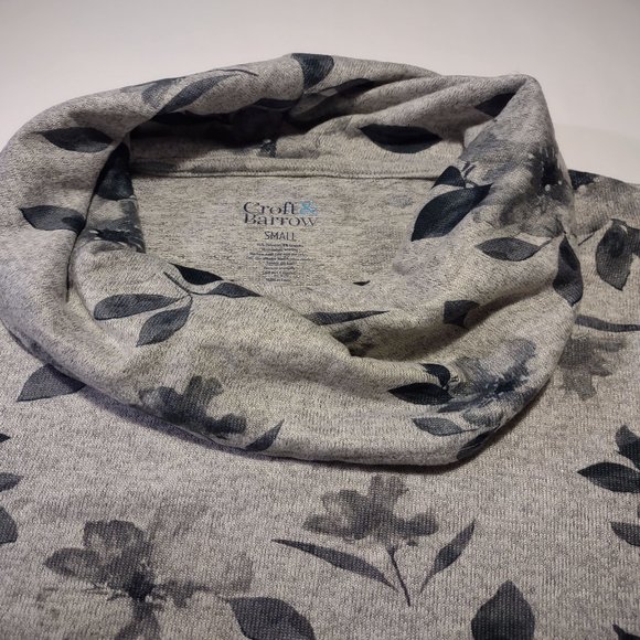 NWT Croft & Barrow® 3/4 Sleeve Cowlneck Top Gray Black Floral Women's Small NEW - Picture 9 of 10